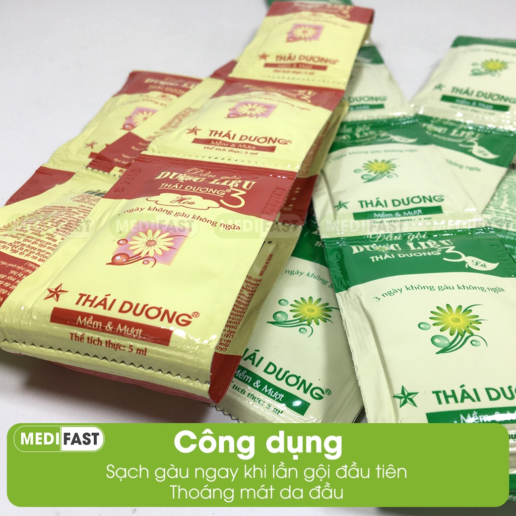 Dầu gội và xả dược liệu Thái Dương 3 - Dây 10 gói - Phù hợp mọi loại tóc - Mượt mà, lành tính từ thảo dược