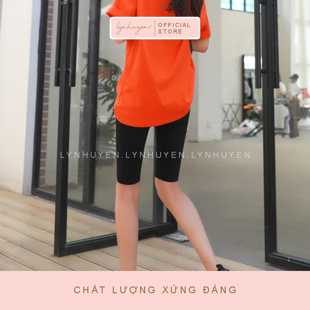 Quần Legging Lửng Đùi Nữ Nâng Mông Cạp Cao Lynhuyen Màu Đen Q007