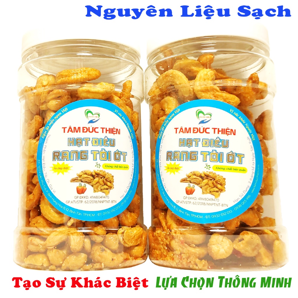 Combo 2 Hũ Hạt Điều Rang Tỏi Ớt[Nguyên Liệu Sạch]Tâm Đức Thiện 2 x Hũ 170GR đồ ăn vặt