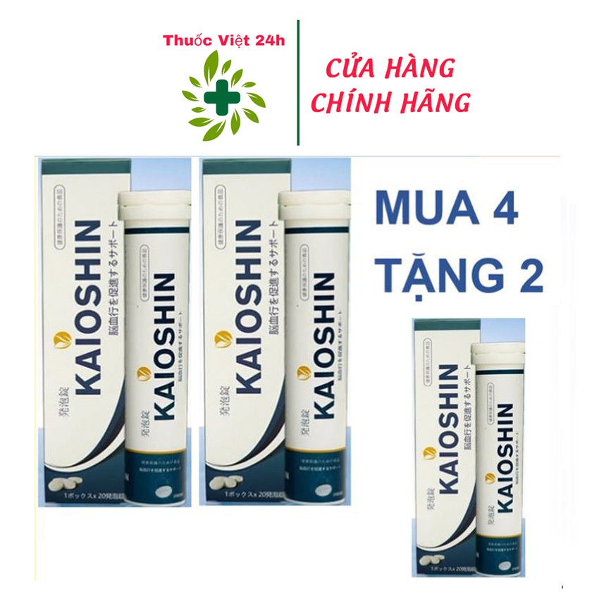 Sủi KAIOSHIN Mua 4 Tặng 2- Hỗ trợ tăng cường tuần hoàn máu não Hộp 20 viên - Thuốc Việt 24h