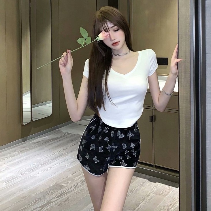 Áo thun COZOKC tay ngắn cổ chữ V thời trang cho nữ