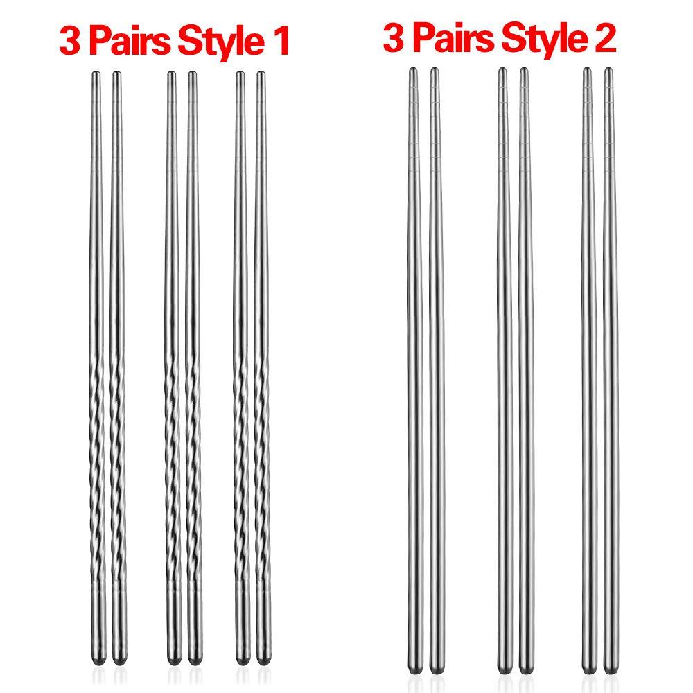 Bộ 3 Đôi Đũa Inox Chống Trượt Tiện Dụng Cho Gia Đình