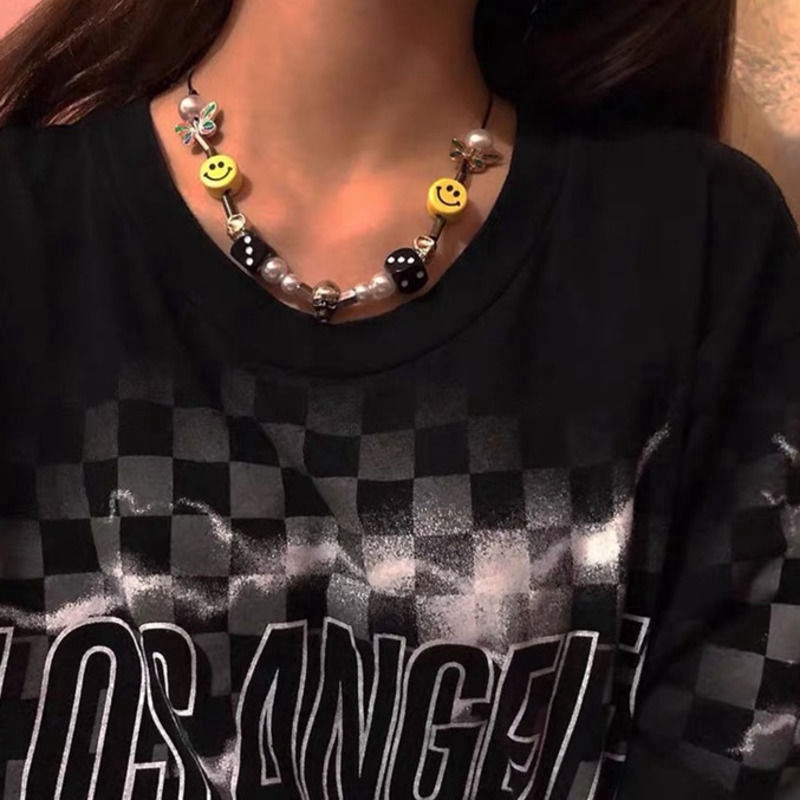 Dây Chuyền Mặt Hình Đầu Lâu Đính Ngọc Trai Cá Tính Hợp Thời Trang