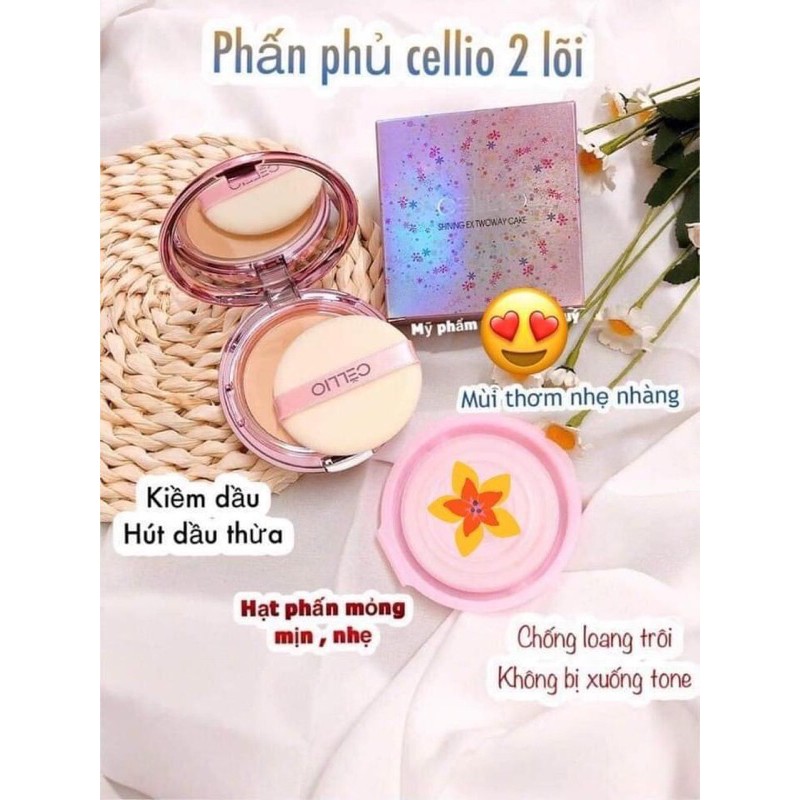 Phấn Cellio shining ex Twoway Cake