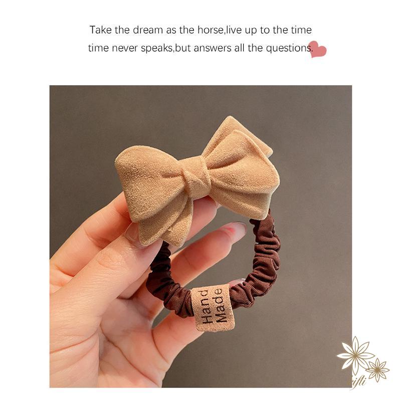 Dây buộc tóc co giãn phối nơ ruy băng thời trang thu đông phong cách Hàn Quốc cho nữ