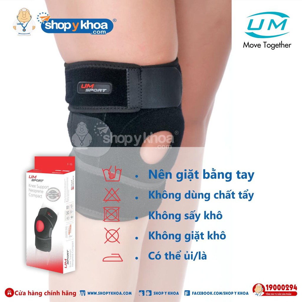 Bó Gối Đai Dán Có Nẹp Neoprene - Compact UM F16  . Tiêu Chuẩn Châu Âu