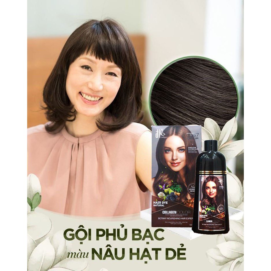 DẦU GỘI PHỦ BẠC ĐEN - NÂU CHÍNH HÃNG ĐL COLLAGEN 500ML THẢO DƯỢC AN TOÀN CHO CẢ TRẺ EM VÀ PHỤ NỮ CÓ THAI