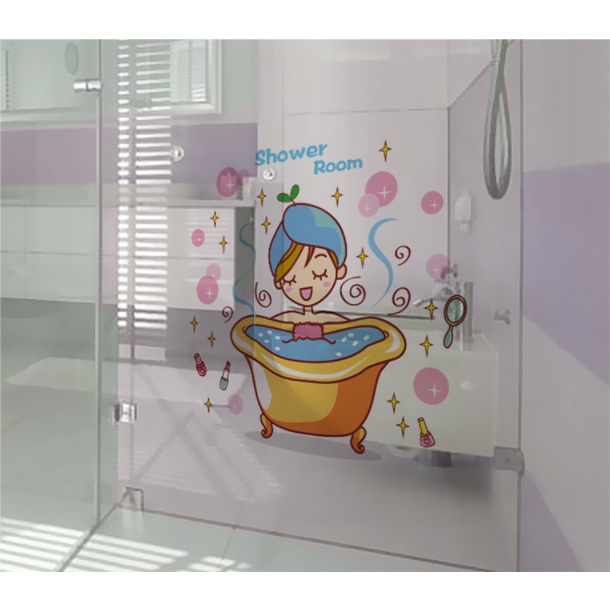 Decal trang trí tường - Ngâm bồn tắm cùng cô gái nhỏ