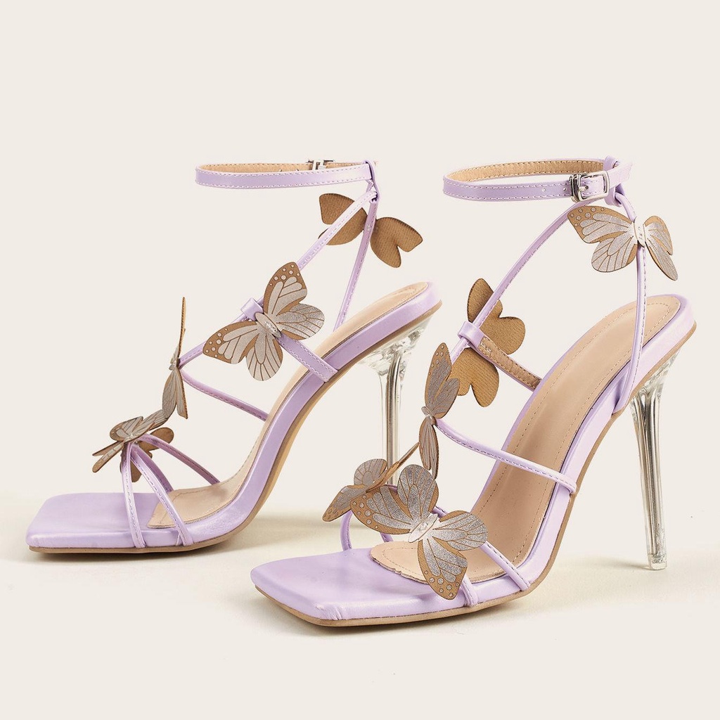 Sandal Cao Gót Quai Ngang Hình Bướm Thời Trang Mùa Hè 2022 Mới Cho Nữ