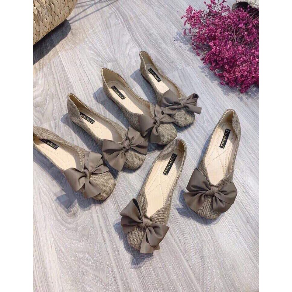 🆕 [ ẢNH THẬT ] Giày bệt nơ nâu mũi tròn 👟 | BigBuy360 - bigbuy360.vn