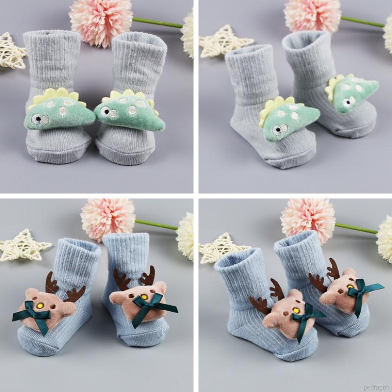 Vớ cotton chống trượt giữ ấm thiết kế hoạt hình dễ thương cho bé sơ sinh