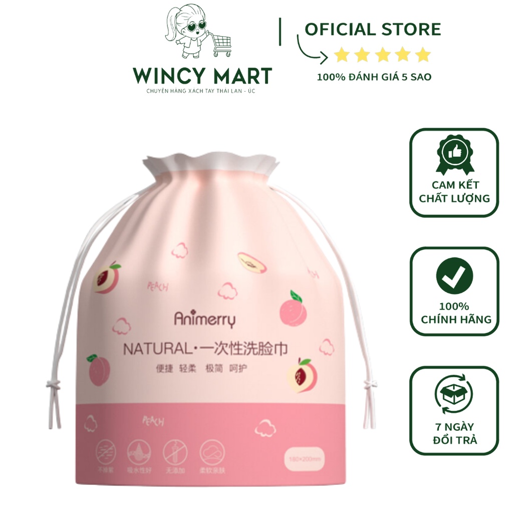 Khăn Mặt Khô Dùng 1 Lần Khăn Trái Đào Siêu Mềm, Dai, Mịn Rửa Mặt Vệ Sinh Túi Kute - Wincy Mart Shop