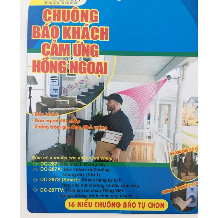 CHUÔNG BÁO KHÁCH CẢM BIẾN HỒNG NGOẠI KHÔNG DÂY