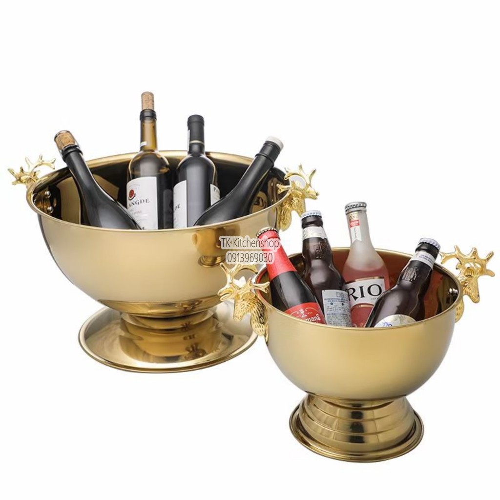 Xô ngâm rượu inox tại bàn HÀNG CAO CẤP, xô inox tai hươu ướp lạnh rượu vang