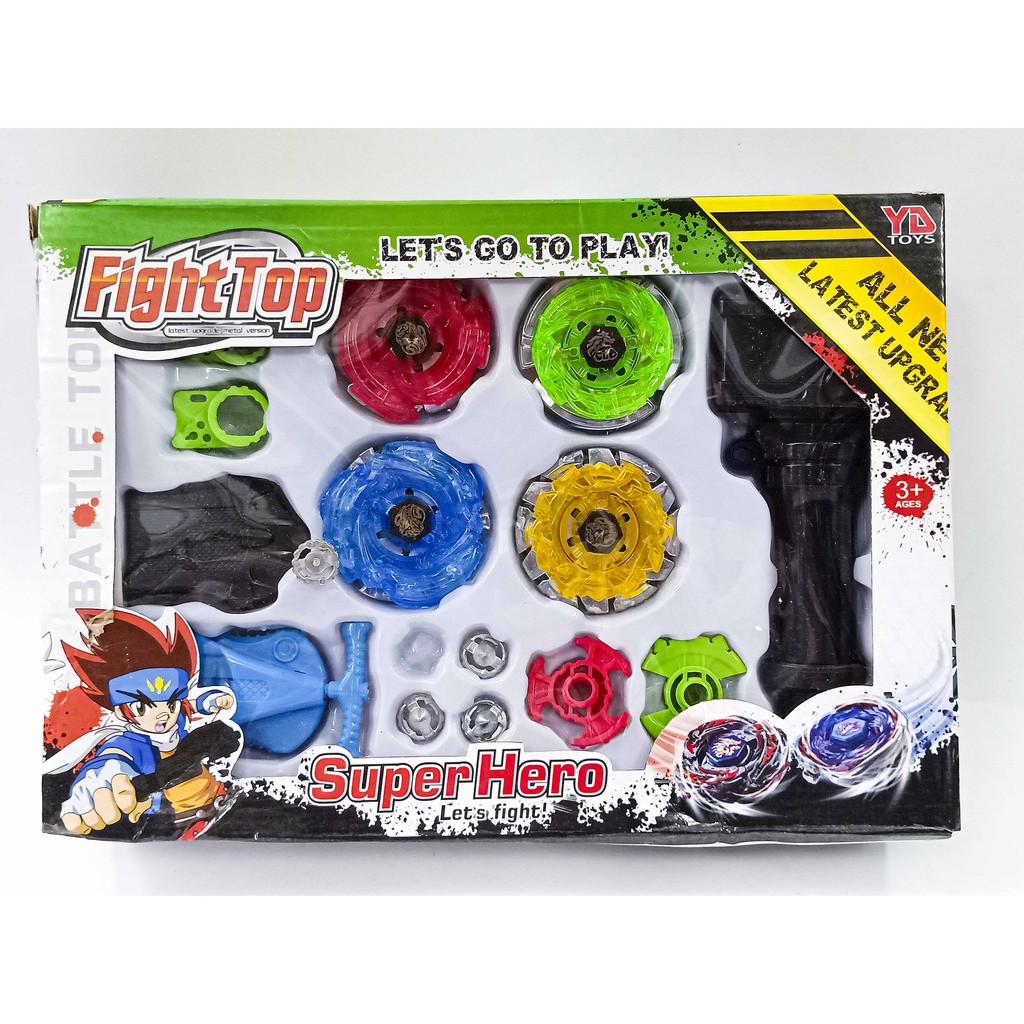 Bộ 4 Con quay BeyBlade +  Tay cầm - Con quay vòng xoay thần tốc giá rẻ sập sàn