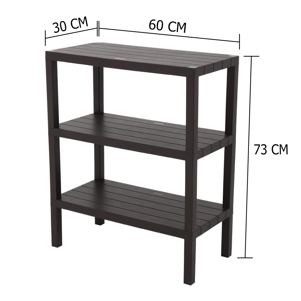 HomeBase STACKO kệ nhựa 3 tầng vân giả gạch BRICK Thái Lan W30xH173xD60cm màu nâu
