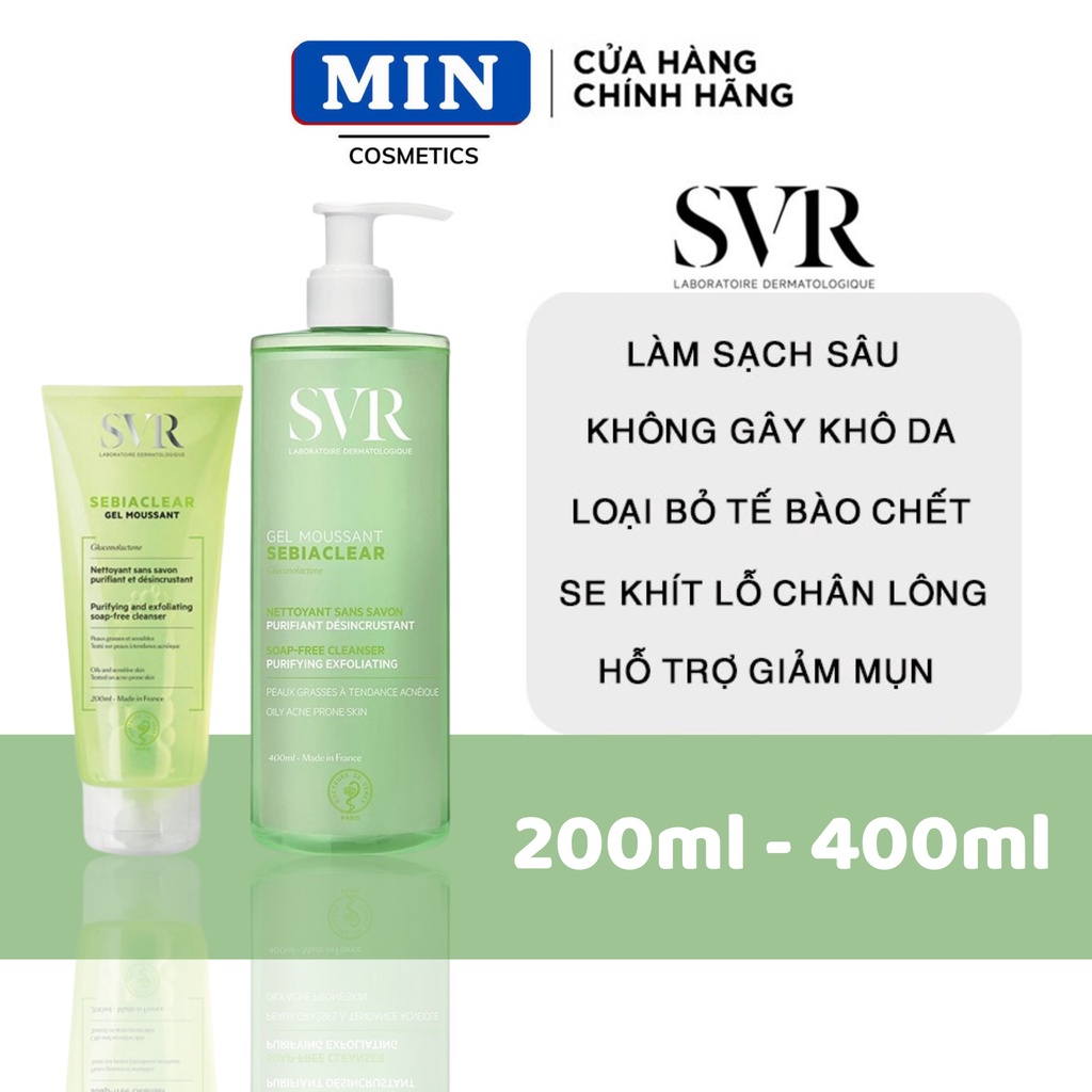 Sữa Rửa Mặt SVR Cho Da Dầu Mụn - SVR Sebiaclear Gel Moussant 200ML - 400ML