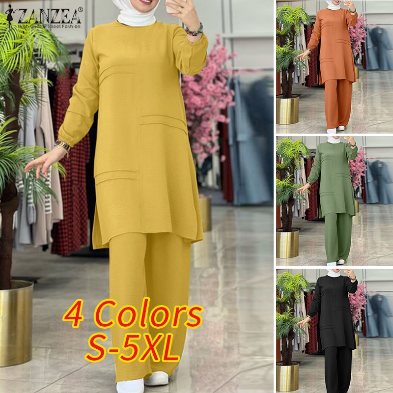Zanzea Quần Dài Lưng Thun Ống Rộng Thời Trang Cho Phụ Nữ Hồi Giáo