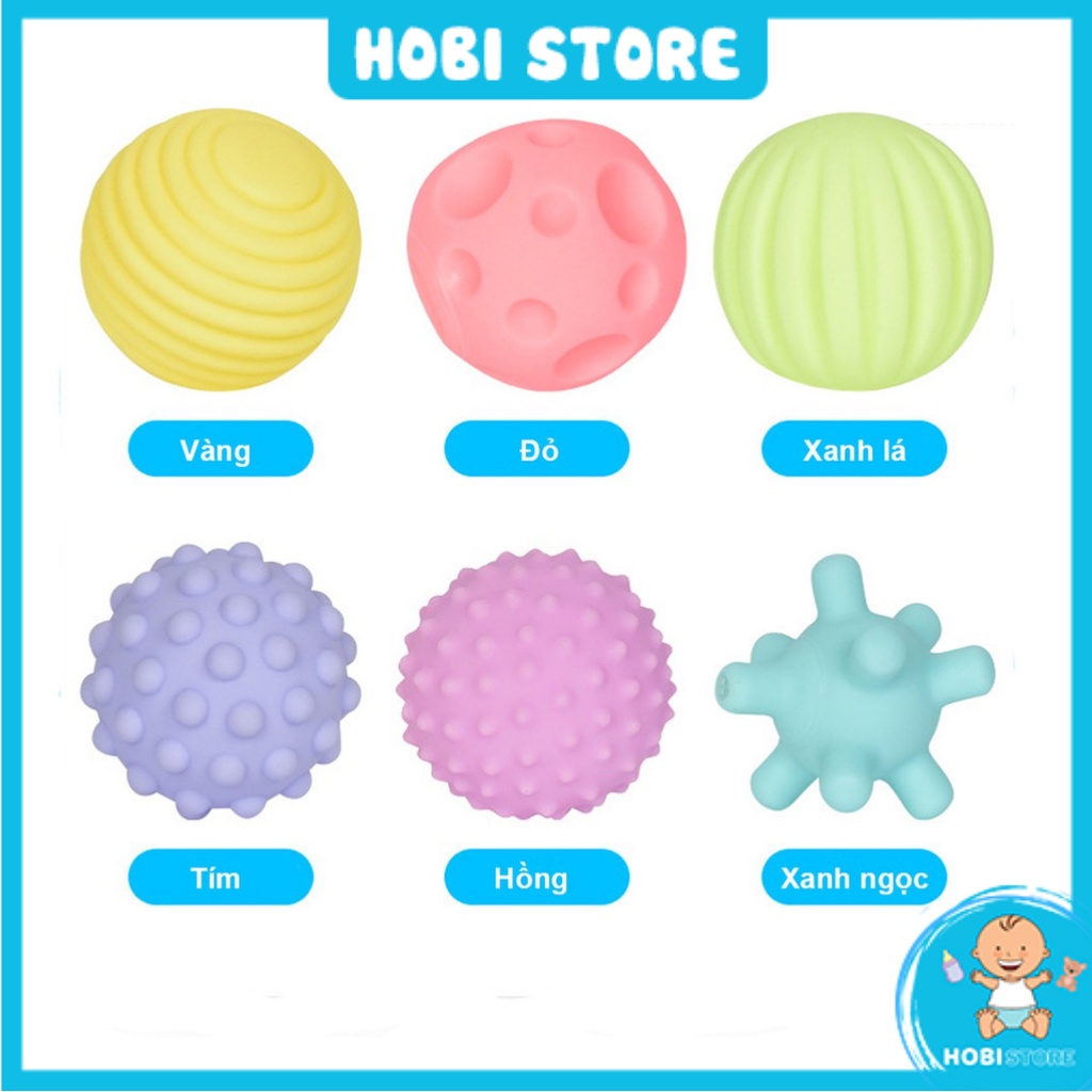 Bóng cho bé chơi, bóng xúc giác giúp phát triển xúc giác, thị giác, thính giác, đồ chơi cầm nắm đa giác quan - Hobi