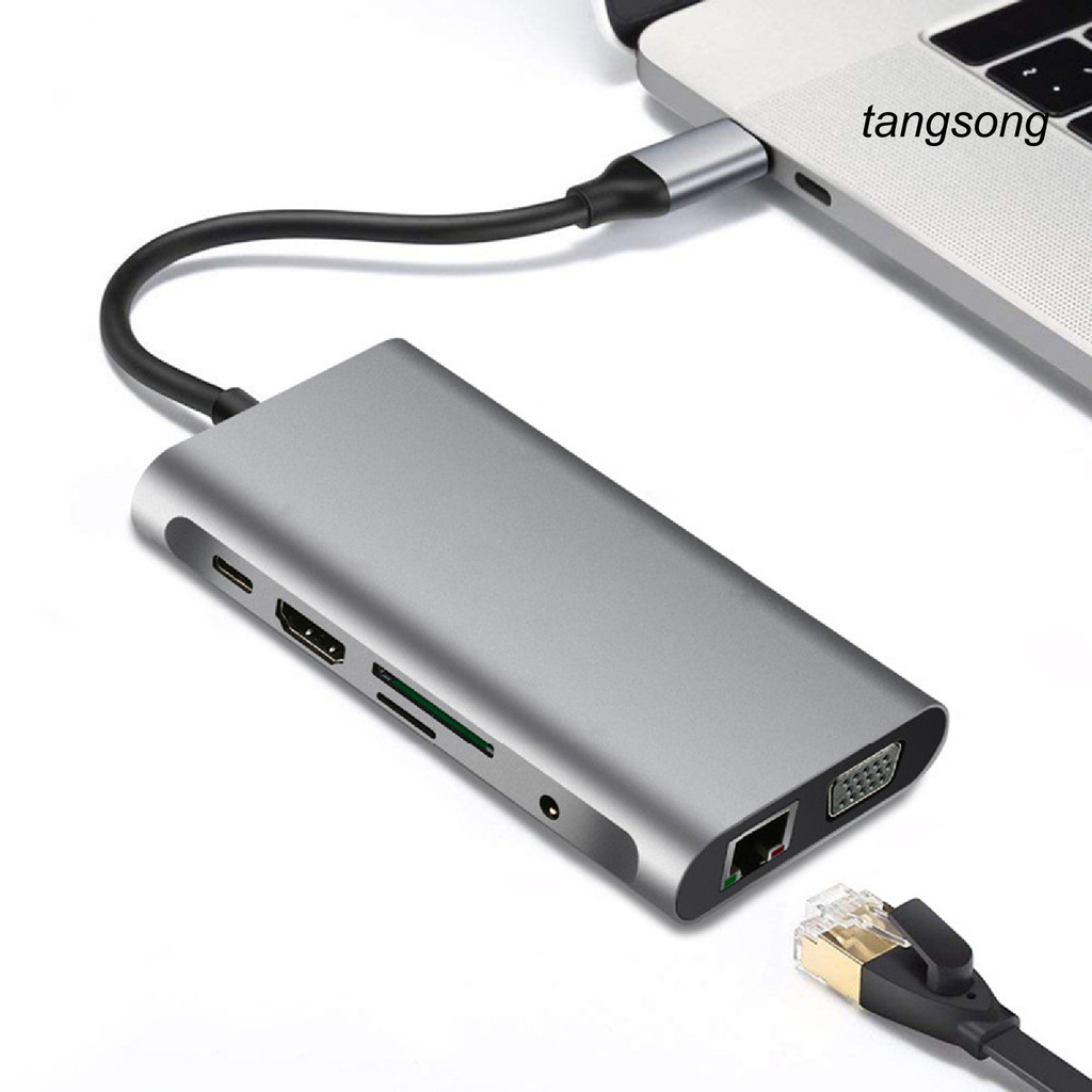 Bộ Chuyển Đổi Ts-10 In 1 Type-C Sang Vga Usb3.0 Pd