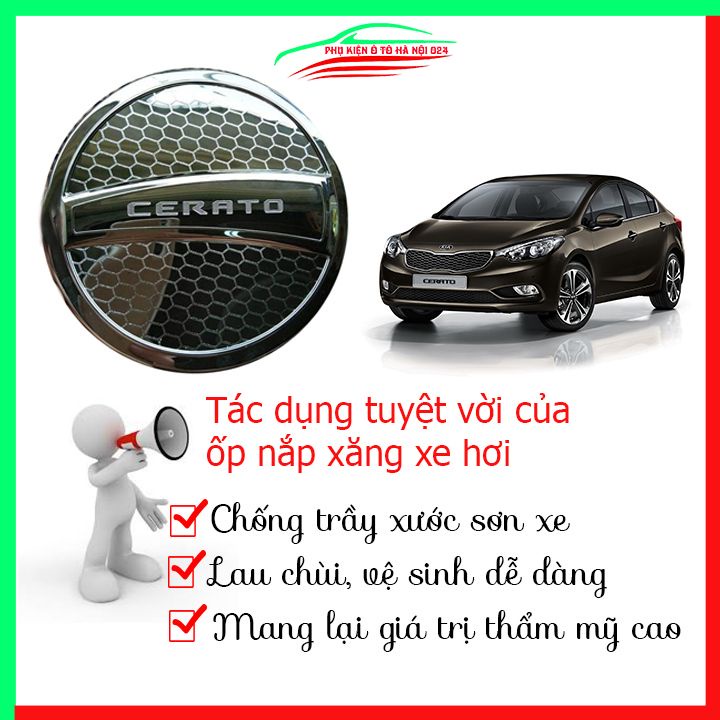 Ốp nắp xăng Cerato 2016-2018 mạ crom bảo vệ chống trầy trang trí ô tô