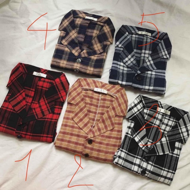 Set áo vest chân váy kẻ