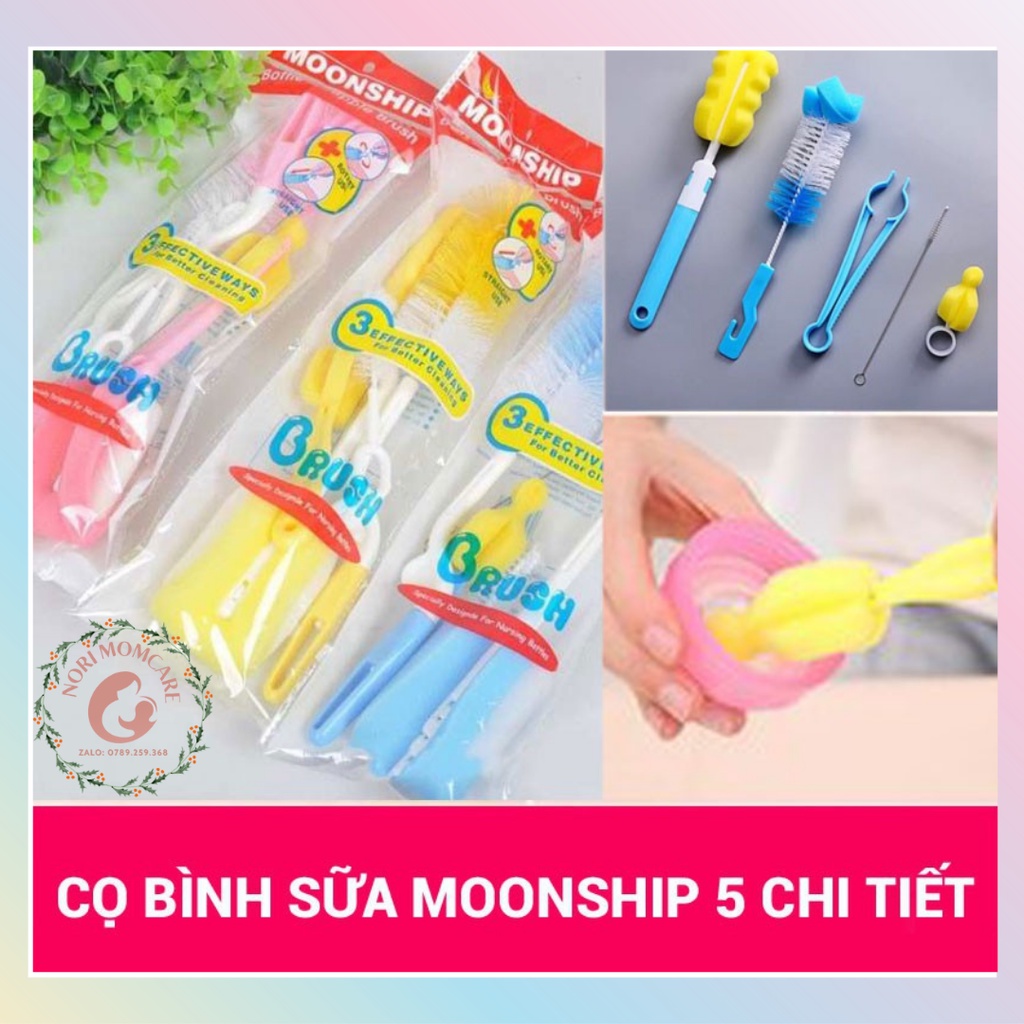 Bộ cọ rửa bình sữa và núm ty 4 chi tiết quay 360 độ tiện lợi - vệ sinh sạch sẽ bình sữa cho bé