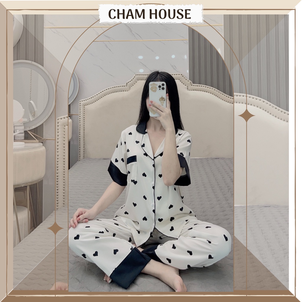 Đồ bộ pijama lụa, độ pijama tay ngắn quần dài họa tiết cao cấp, chất vải mềm mịn Piti Shop