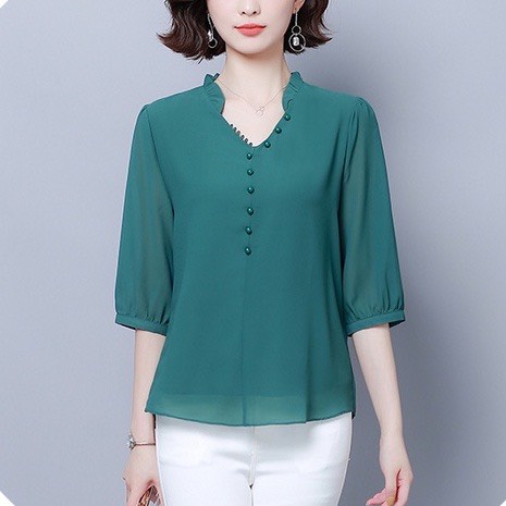 Đồ bộ trung niên  nữ sang trọng chất voan cao cấp cổ chui tay lửng sang trọng cho mẹ đi tiệc, có size lớn
