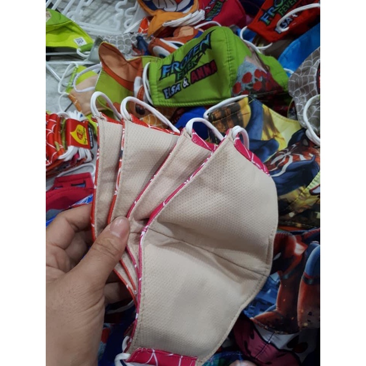 Khẩu Trang Vải 3 Lớp Cao Cấp có hình siêu nhân và công chúa Cho Bé trai, bé gái
