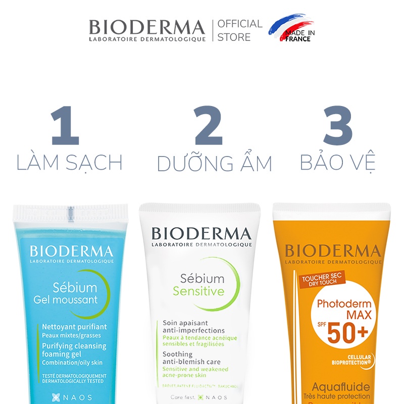 [HÀNG TẶNG KHÔNG BÁN] Bộ sản phẩm skincare 3 bước cơ bản Bioderma