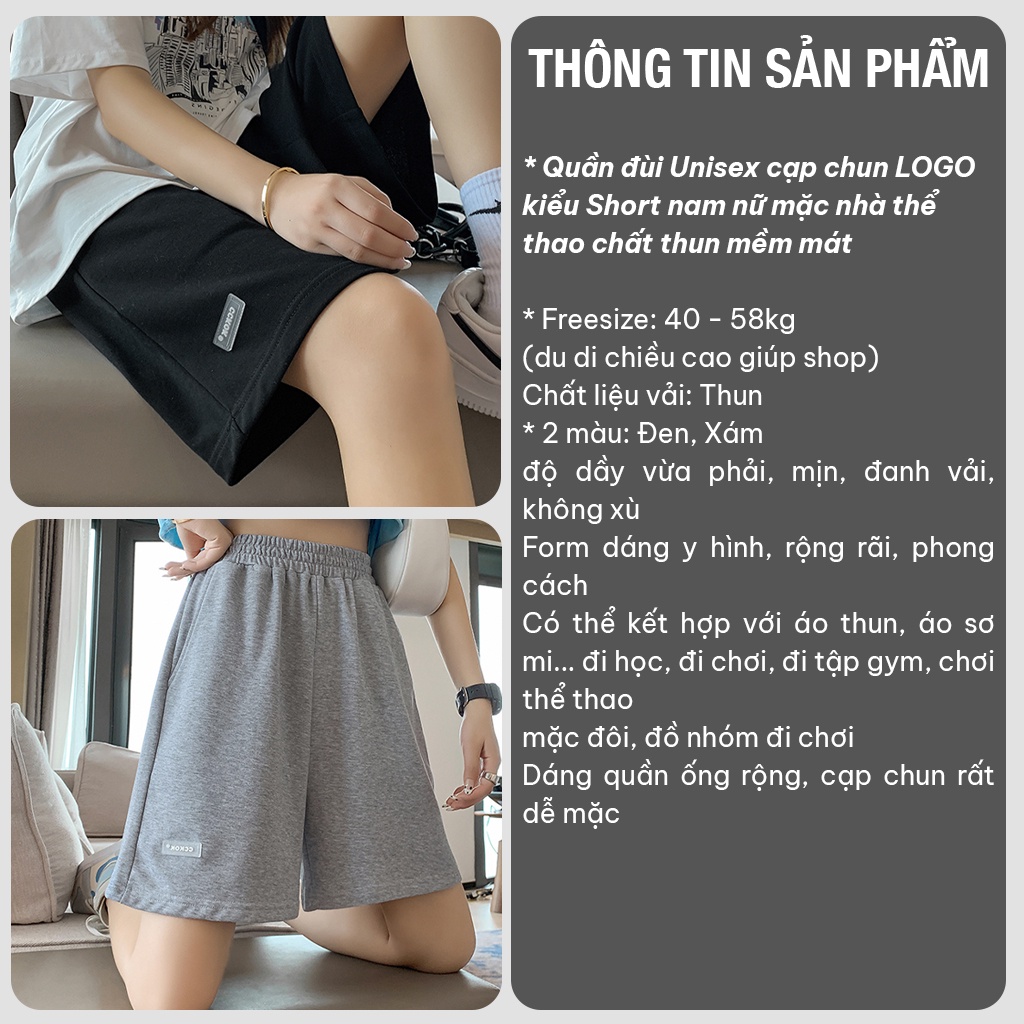 Quần Đùi Cạp Chun Thể Thao LOGO Nam Nữ Hot Trend_VIETCEN
