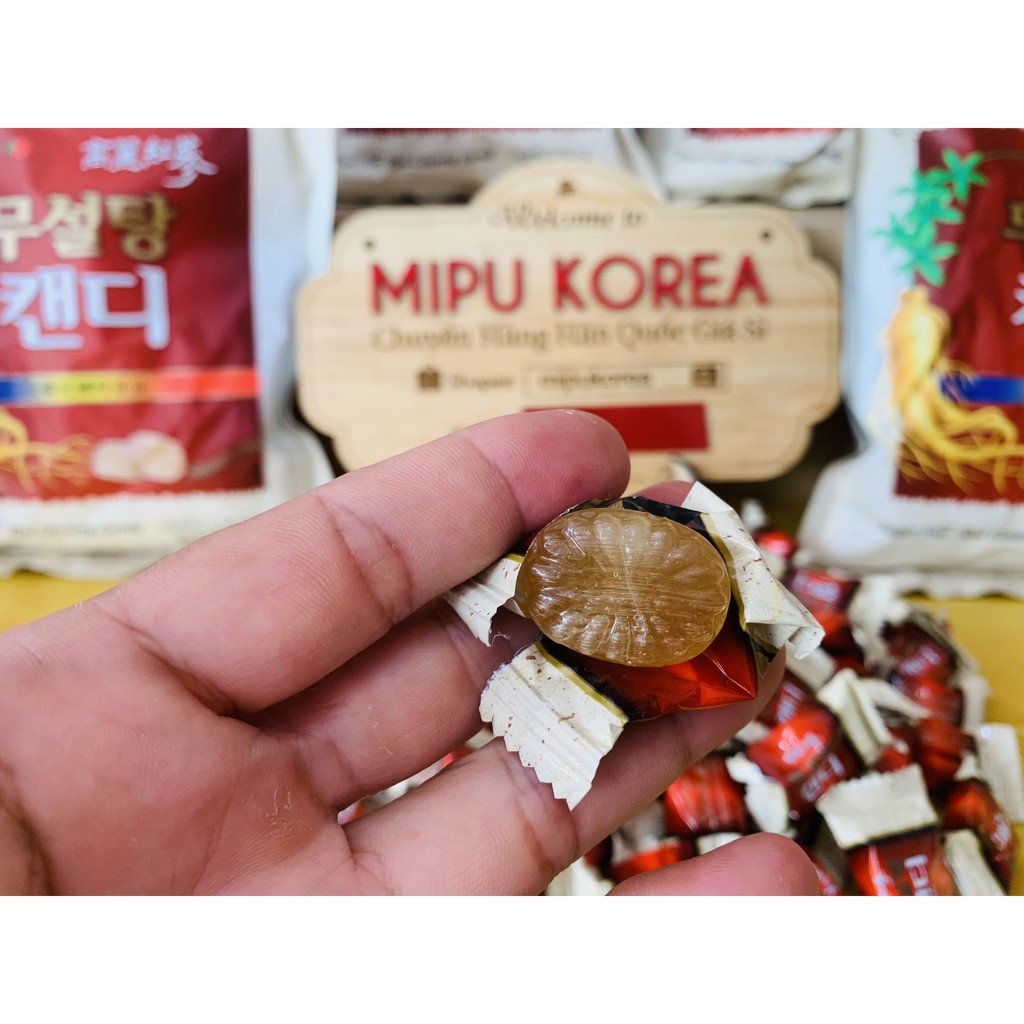 Kẹo Hồng Sâm Không Đường 365 Hàn Quốc túi 500g Màu Trắng