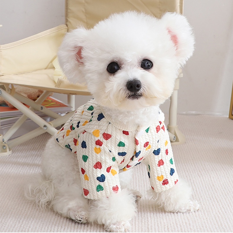 &lt;cutepethome&gt;Áo Khoác Cardigan Đính Nút Phong Cách Hàn Quốc Cho Thú Cưng