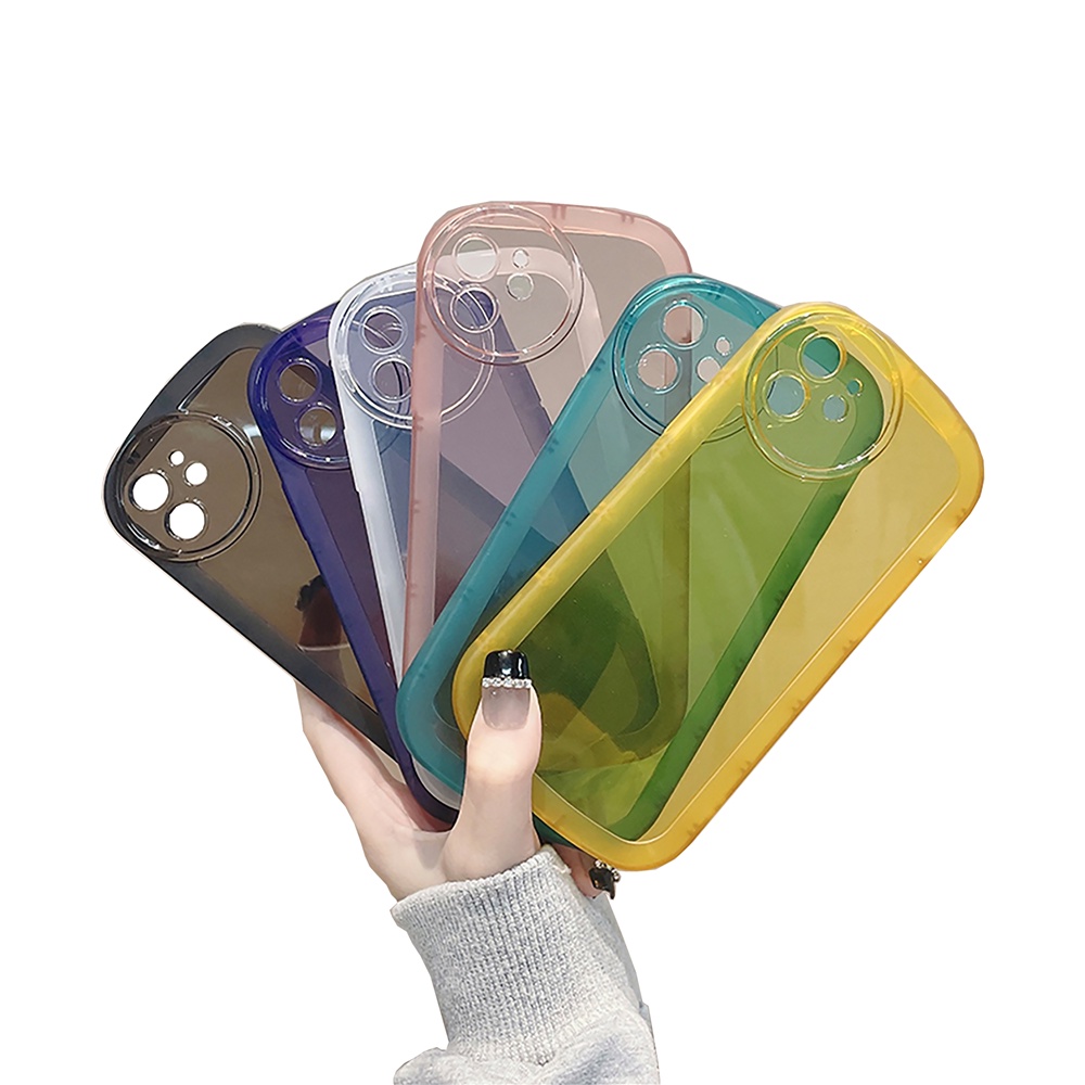 Ốp Điện Thoại Cao Su Mềm Trong Suốt Hình Oval Màu Macaron Cho iPhone13 Pro Max 12 Pro Max 11 6 6s 7 8 Plus