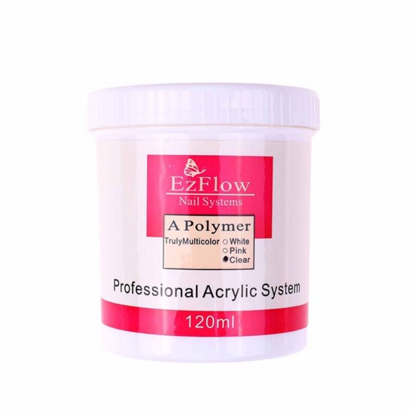 Bột đắp móng Ezflow 120ml chính hãng rất mịn và dẻo, không vón cục - Polymer Nail Powder đủ 3 màu white, pink, clear