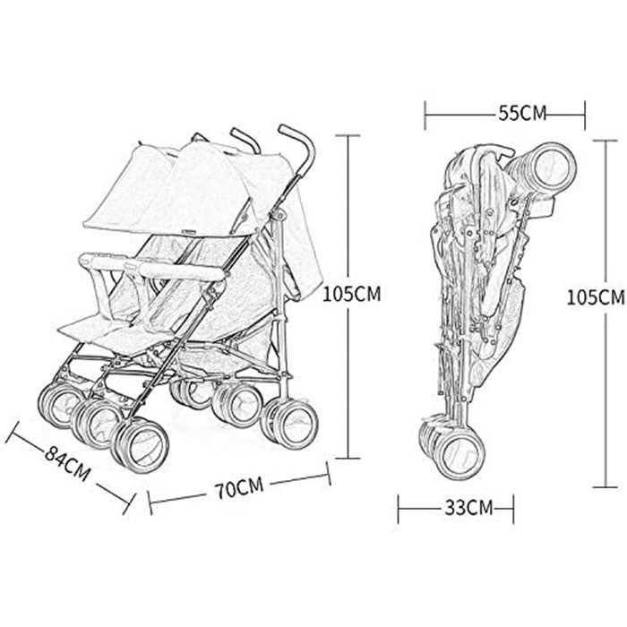 Xe đẩy đôi cho bé song sinh Reamoon 205T(3 tư thế, sơ sinh tới 4 tuổi)