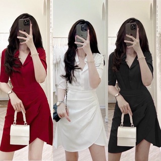 đầm bigsize cổ sơ mi nhấn tà bigsize 55kg-90kg😘😘