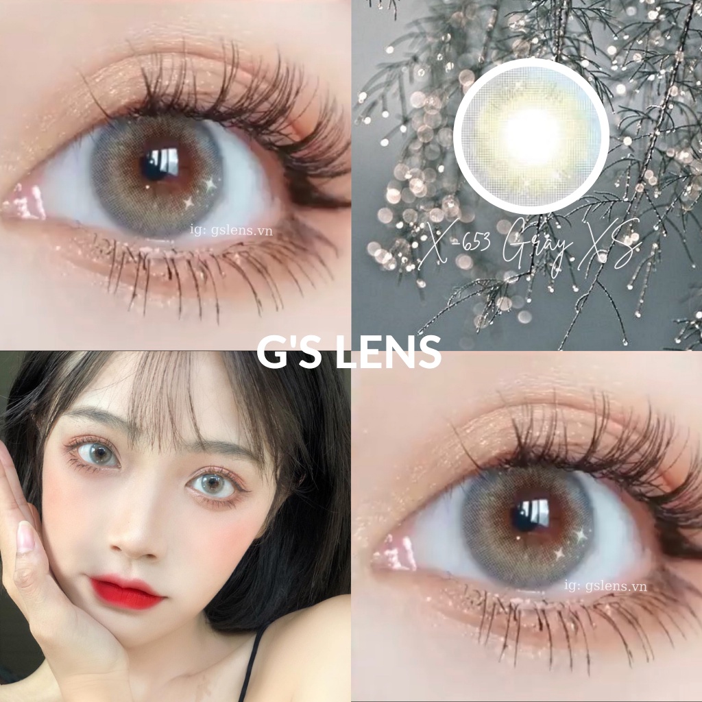 Kính Áp Tròng Xám Xanh Tây Sáng Ngôi Sao Lens Gray Hot Douyin Size XS Có 0 Đến 6 Độ Lệch Độ X653 Gray