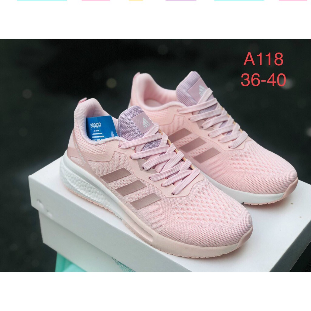 Giày 𝗔𝗱𝗶𝗱𝗮𝘀 nữ chạy bộ tập gym ❤️ Giày thể thao nữ siêu nhẹ thời trang màu hồng Full Box