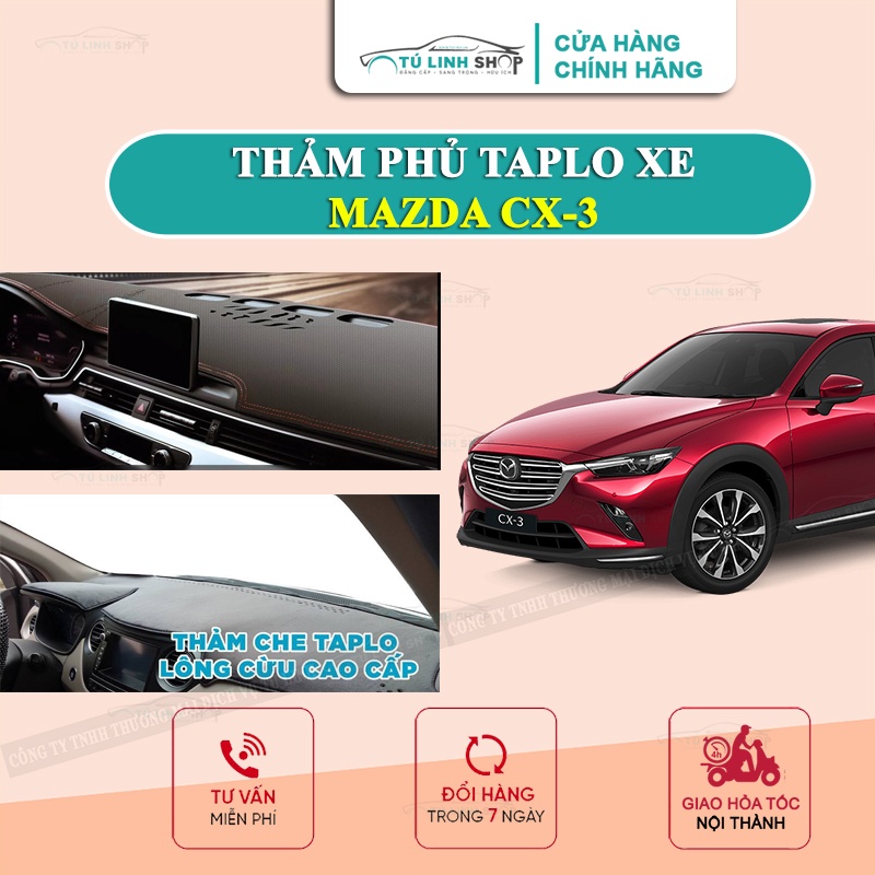 Thảm taplo Mazda CX3 bằng lông Cừu 3 lớp hoặc Da Cacbon