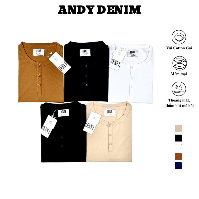 Áo thun polo nam cộc tay cổ tròn có cúc, áo phông nam tay ngắn chất liệu cotton cá sấu co dãn 4 chiều, thấm hút mồ hôi