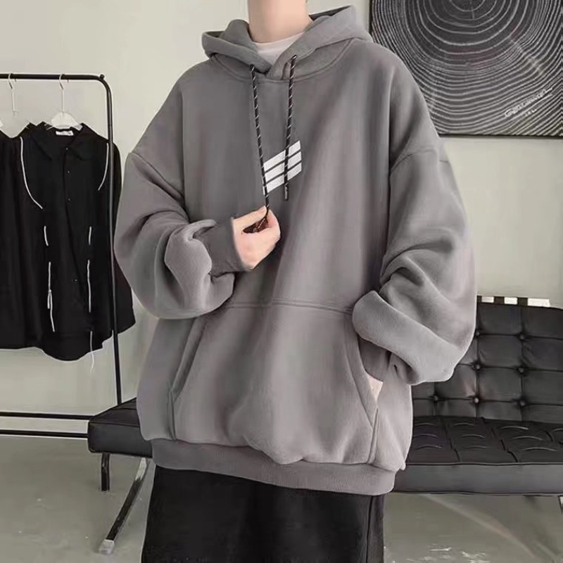 ✦ AFFLIGA ✦Áo hoodie tay dài dáng rộng phong cách thời trang hàn quốc cho nam giới