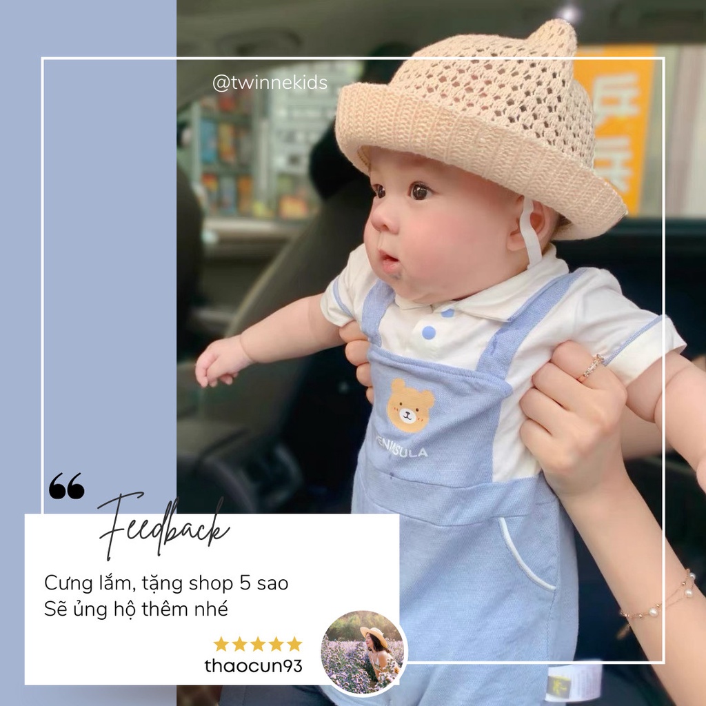 Đồ thôi nôi bé trai, chụp ảnh đầy tháng cotton hình gấu cho bé dưới 2 tuổi