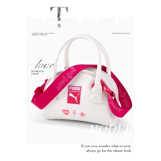 TNS - Túi xách nữ Pumia prime Classics Mini grip bag-trắng chữ hồng
