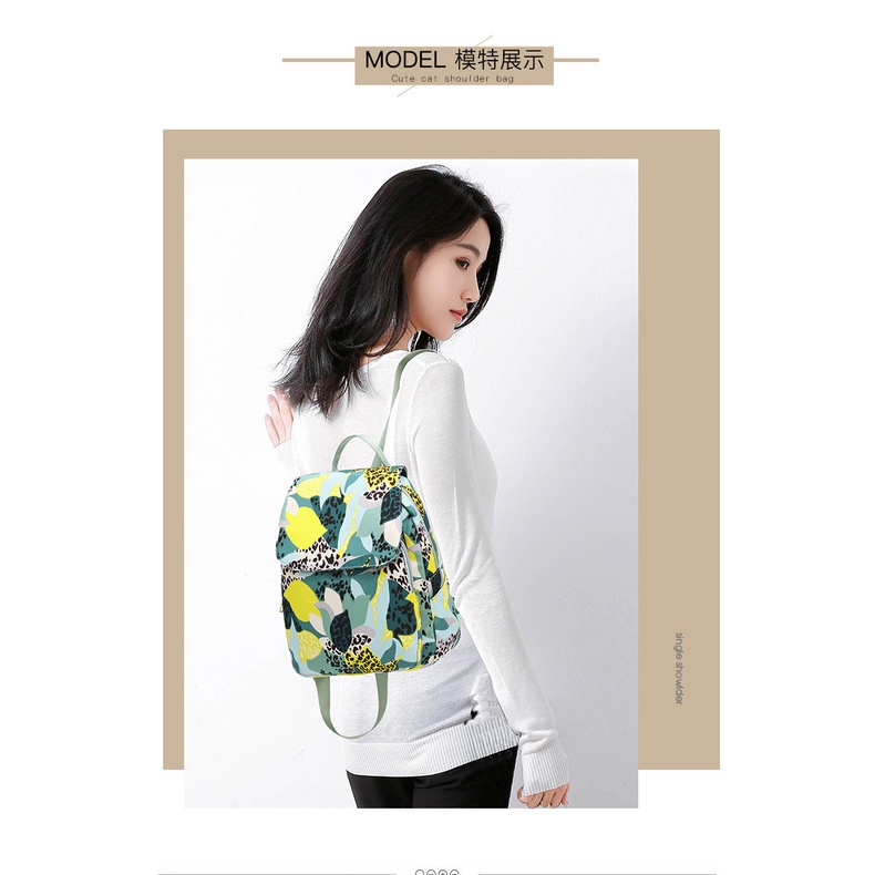 Balo JASMIN NOIR vải oxford chống thấm nước sức chứa lớn họa tiết hoa thời trang dành cho nữ