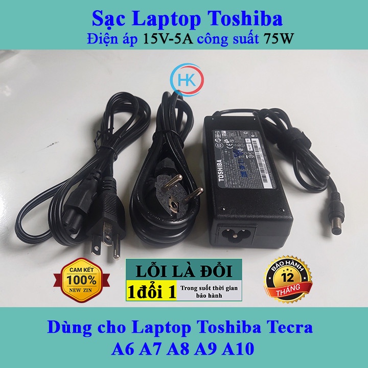 Sạc Laptop Toshiba 15V-5A 75W Dùng cho Laptop Toshiba Tecra A6 A7 A8 A9 A10
