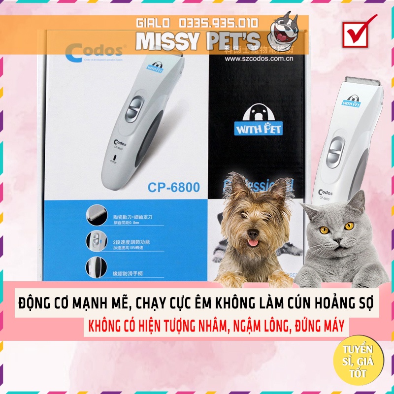Tông đơ CODOS CP-6800-Dụng cụ cắt tỉa lông chó mèo-Công suất mạnh-Sắc bén-Dễ dàng sử dụng-Missypet