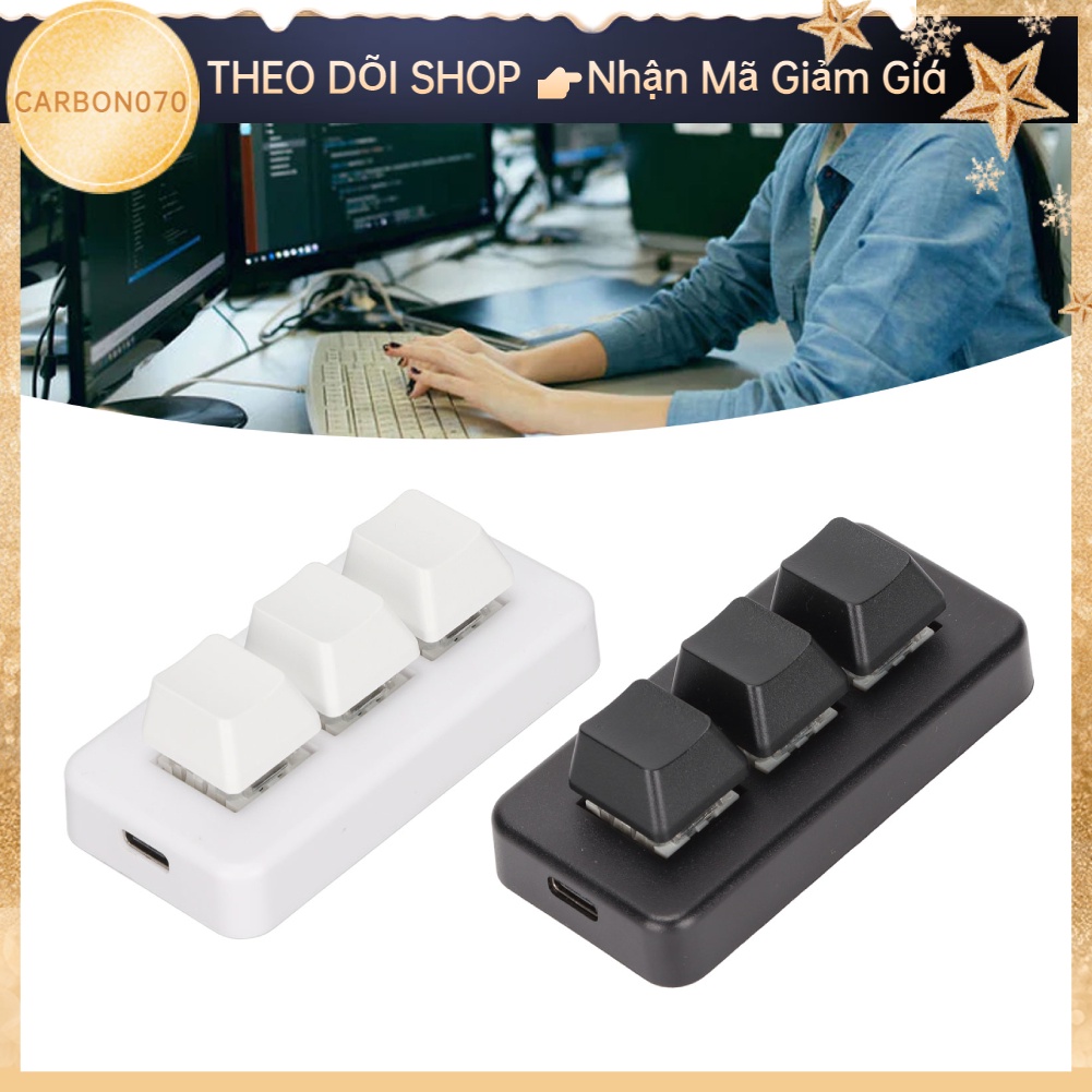 [Hàng Sẵn] Bàn phím cơ 3 phím chuyên nghiệp Đèn nền RGB USB Mini Cơ khí Lập trình được cho Máy tính【Carbon070】