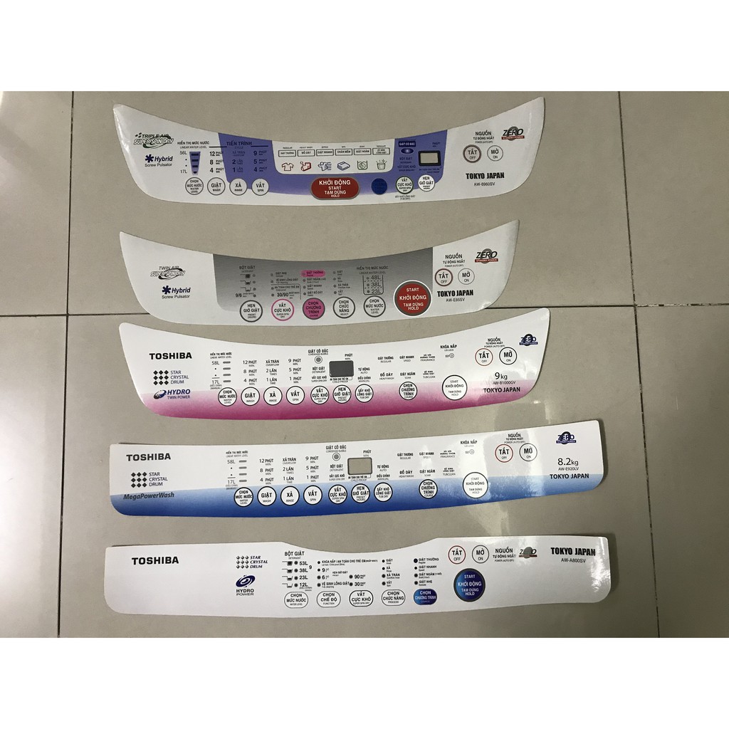 Tem bảng điều khiển máy giặt Toshiba - miếng dán bảng điều khiển máy giặt Toshiba